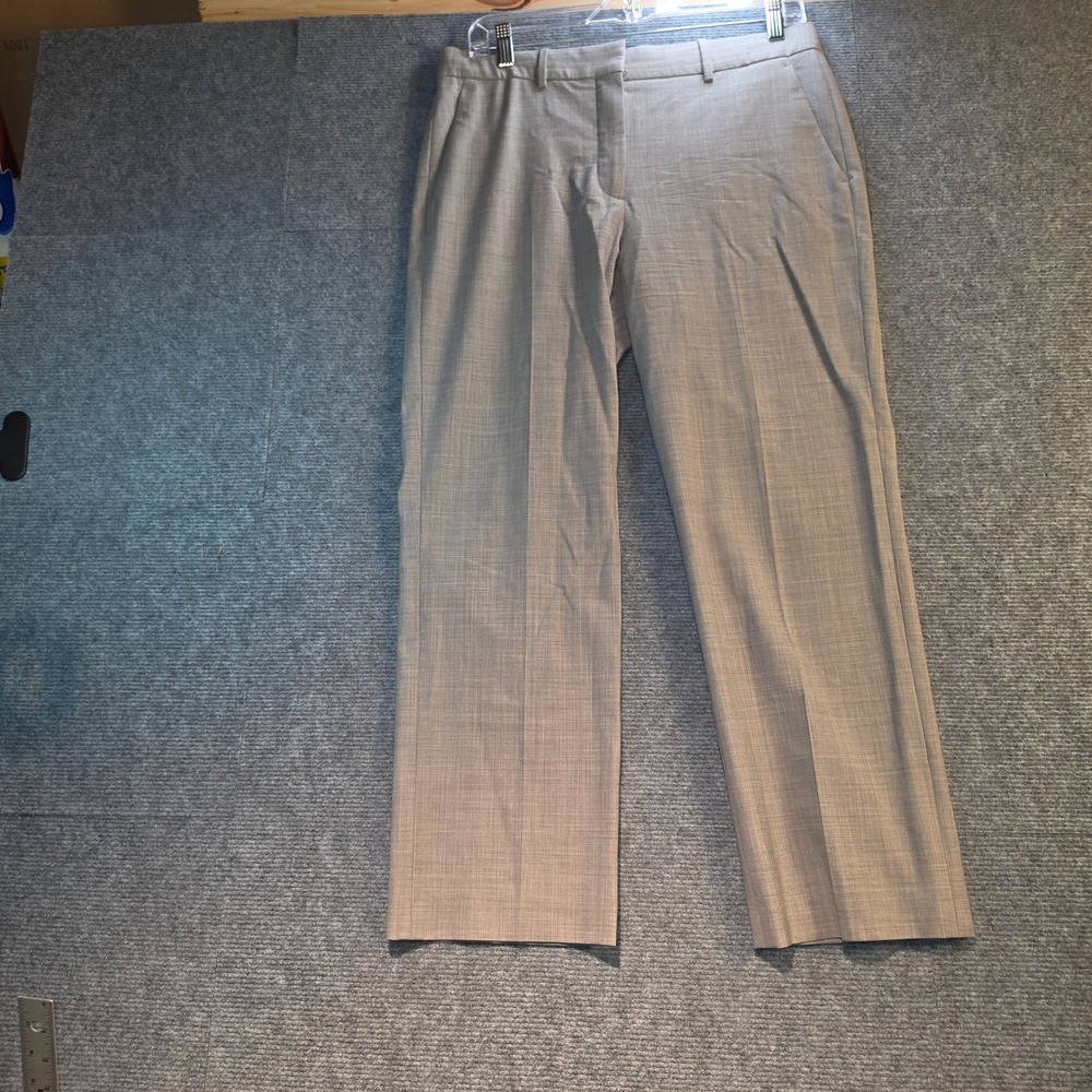 Theory Lavzin Continuous Trousers Women 4 Grey Good Wool Blend Straight Leg